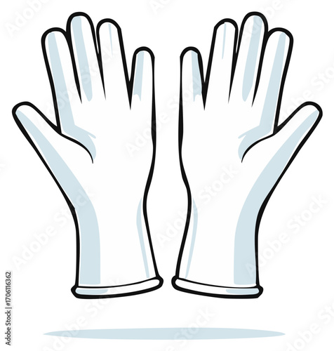 Cartoon hand protection gloves two pairs safety equipment for workers with fingers extended