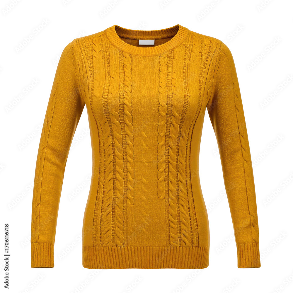 Obraz premium Mustard yellow cable knit sweater