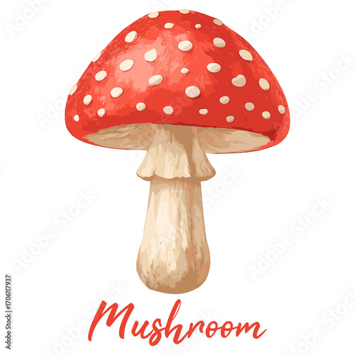 mushroom in watercolor illustration style, isolated vector on white background