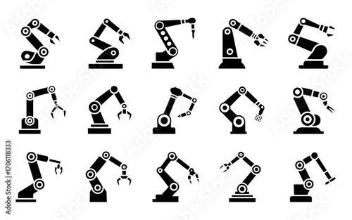 Vector art of robotic arm icons set