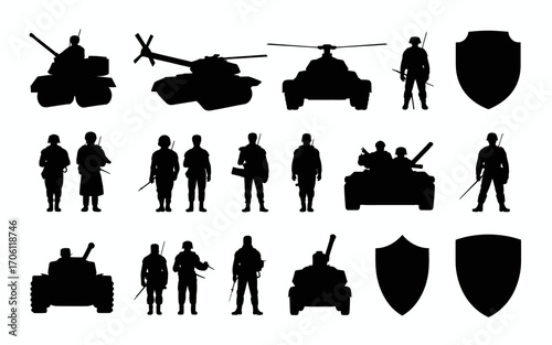Vector art of military vehicle silhouette for army concept