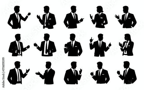 Vector art of sillouette  of business people gesturing