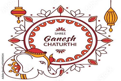 Shree Ganesh Chaturthi Festival Greeting Card Design