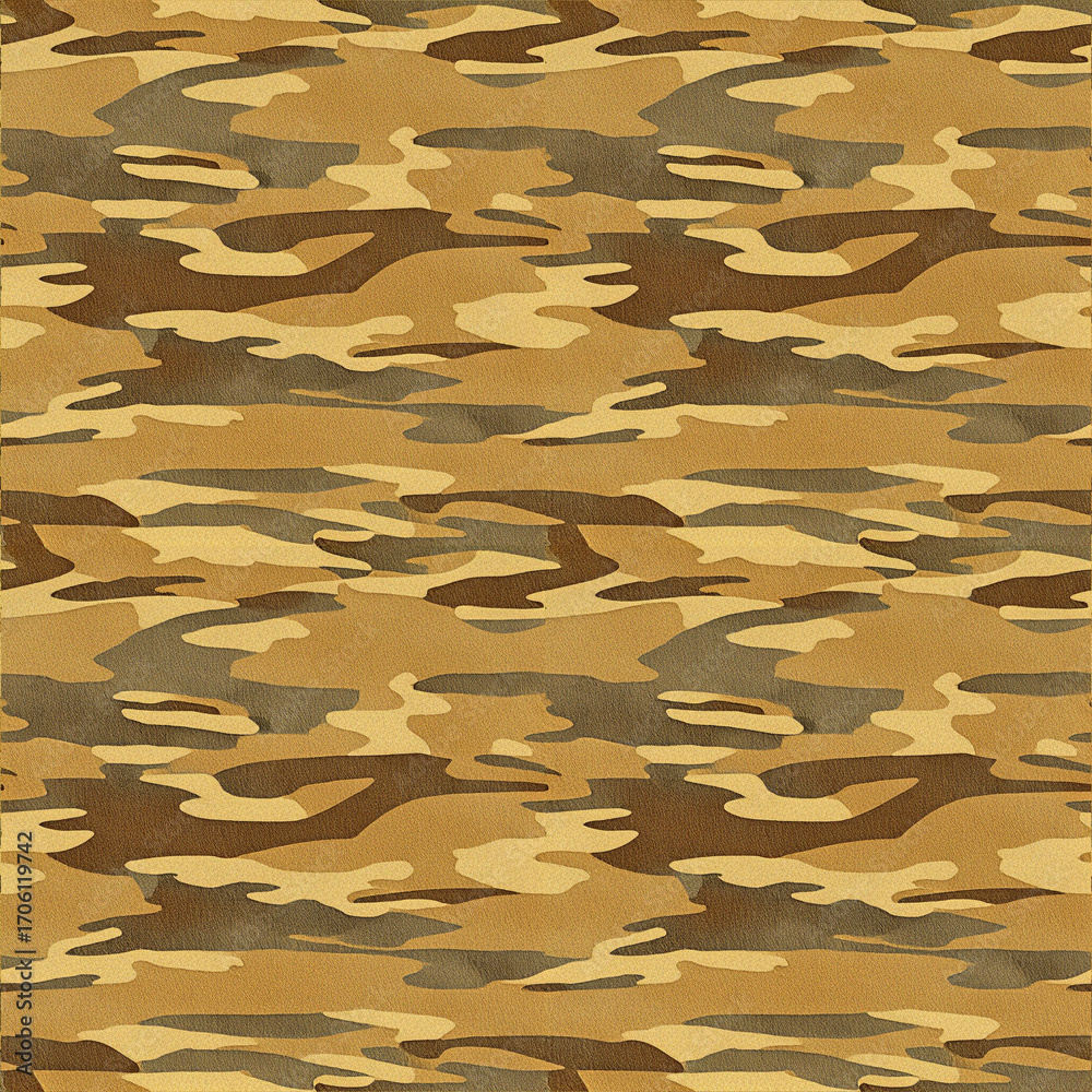 Fototapeta premium Seamless desert camouflage texture pattern with earthy tones for textile, military, fashion, and graphic design projects
