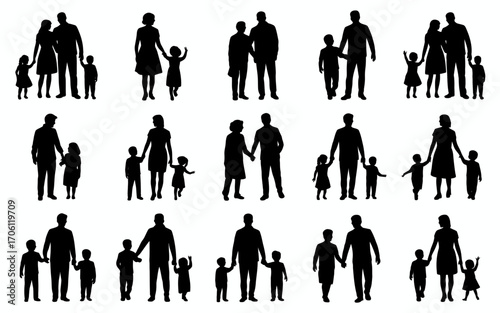 Vector art of silhouette of family, vector illustration