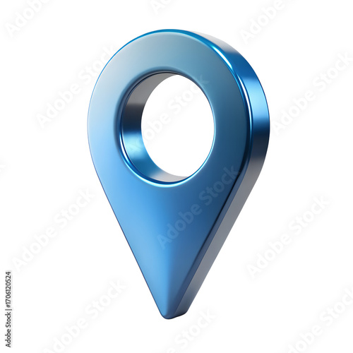 A 3d render of a blue location pin icon isolated on transparent background