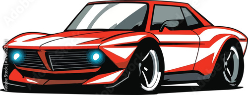 Red sports car illustration isolated on white background