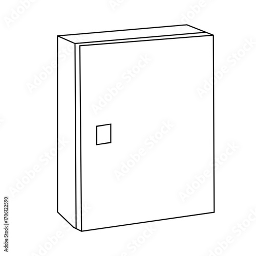 A black and white line drawing of a vertical electrical panel box.