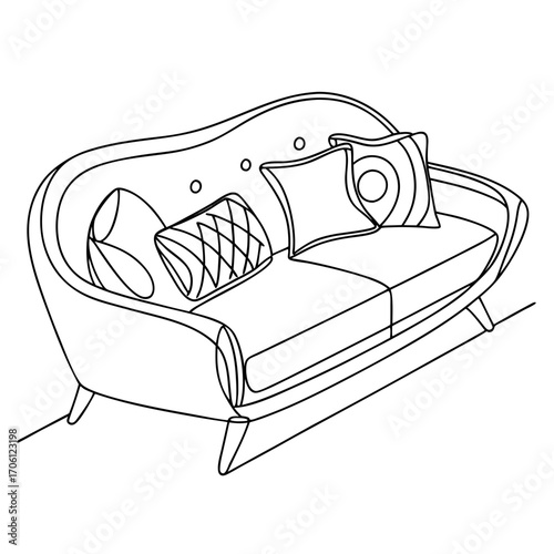 Elegant sofa with decorative cushions, perfect for a modern living room or cozy home décor