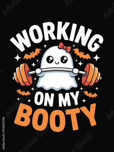 Halloween Gym Ghost Booty Aesthetic Spooky Cute Halloween Cute Ghost Halloween Funny Ghost T Shirt Design.