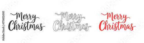 Christmas lettering vector pack with bold, outlined and brush script Merry Christmas versions. Ideal for seasonal cards, poster designs and holiday decor projects.