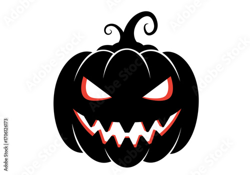 "Evil Pumpkin Face Silhouette Vector for Halloween Decoration"
