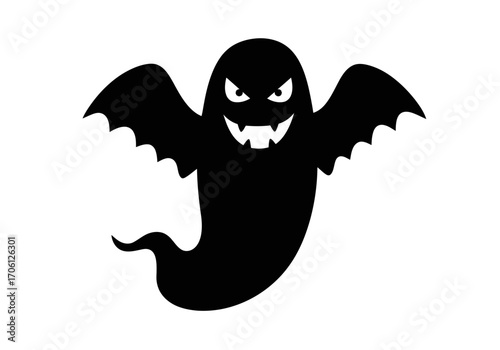 "Spooky Vampire Ghost Silhouette Vector for Halloween Design"