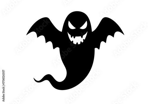 "Spooky Vampire Ghost Silhouette Vector for Halloween Design"