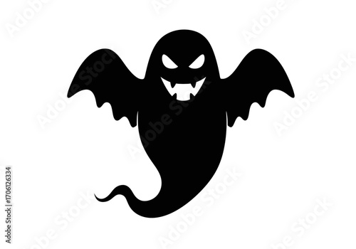 "Spooky Vampire Ghost Silhouette Vector for Halloween Design"