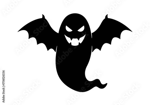 "Spooky Vampire Ghost Silhouette Vector for Halloween Design"