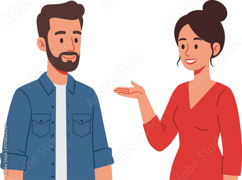 Vector illustration of two people engaged in conversation, ideal for social interaction, communication, and interpersonal relationship themes