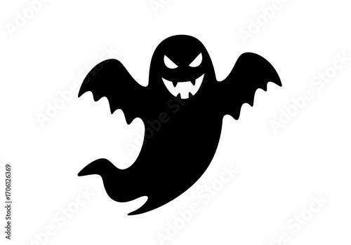 "Spooky Vampire Ghost Silhouette Vector for Halloween Design"