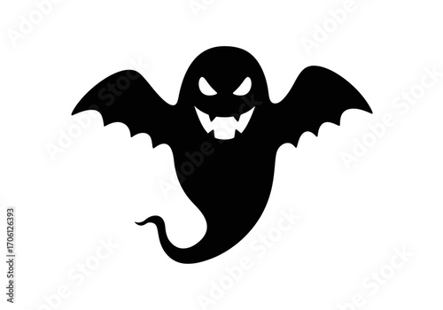 "Spooky Vampire Ghost Silhouette Vector for Halloween Design"