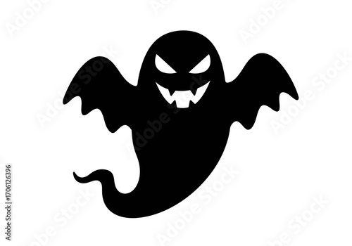 "Spooky Vampire Ghost Silhouette Vector for Halloween Design"
