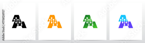 Letter Cut Stitch Together by Lines Nodes Initial Logo Design A