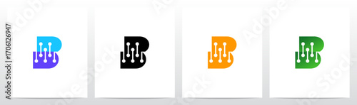 Letter Cut Stitch Together by Lines Nodes Initial Logo Design B