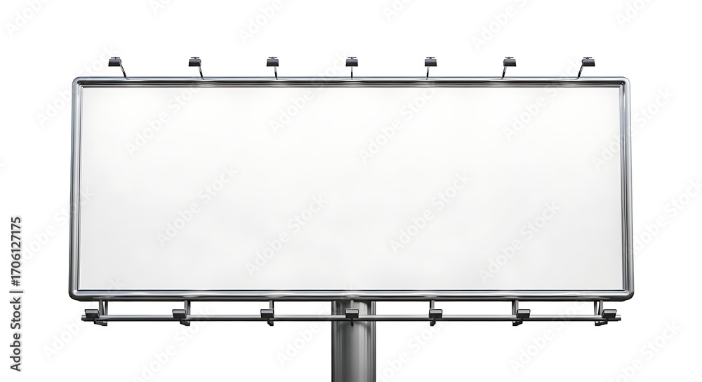 Obraz premium Isolated Blank Outdoor Advertising Billboard with Metal Frame for Mockup Design.