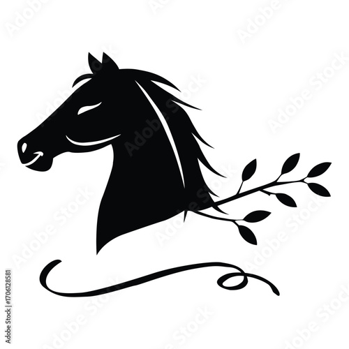 Vector art of black silhouette of a horse head