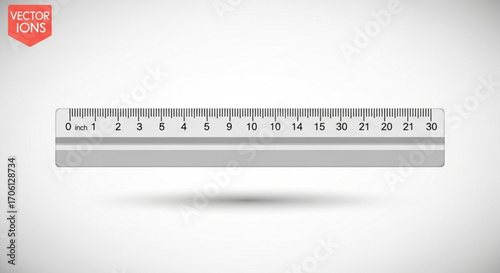 Realistic ruler illustration with centimeters and millimeters for measurement, education and graphic design