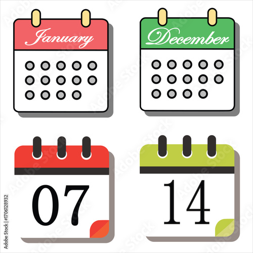 Vector art of calendars showing different months and days