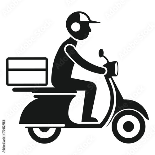 Vector art of delivery man riding scooter