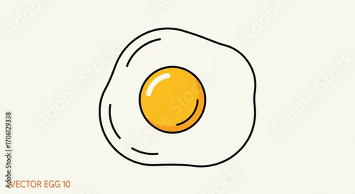 Illustration of a fried egg, a classic breakfast food, with a bright yellow yolk and a cooked white, perfect for a healthy and delicious meal
