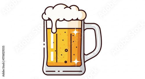 Illustration of a mug of beer with foam perfect for pubs, bars, or any beerrelated design project