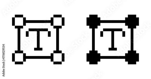Text editing icons, typography symbols, pixel style design, Pixel art.