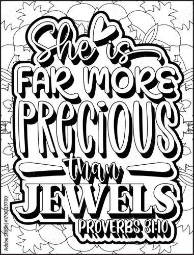 Bible Verse Quote Coloring Page for Adults. Christian Bible Coloring Page 