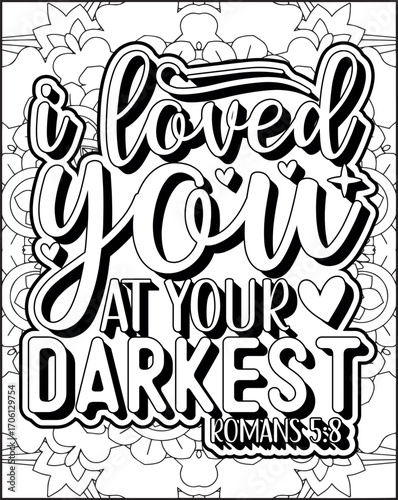 Bible Verse Quote Coloring Page for Adults. Christian Bible Coloring Page 