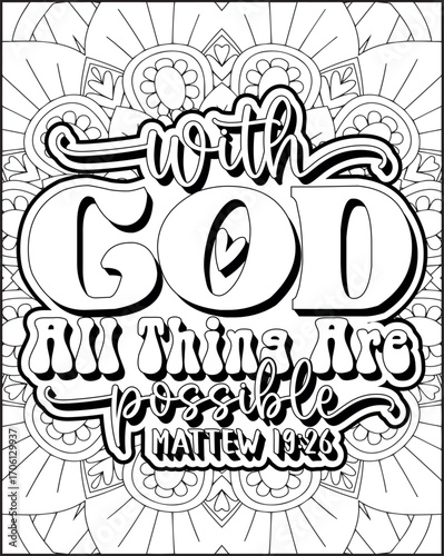 Bible Verse Quote Coloring Page for Adults. Christian Bible Coloring Page 
