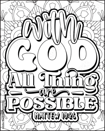 Bible Verse Quote Coloring Page for Adults. Christian Bible Coloring Page 