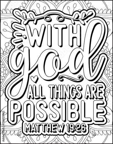 Bible Verse Quote Coloring Page for Adults. Christian Bible Coloring Page 