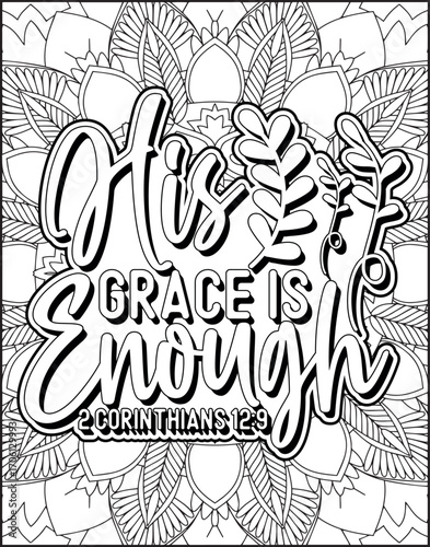 Bible Verse Quote Coloring Page for Adults. Christian Bible Coloring Page 