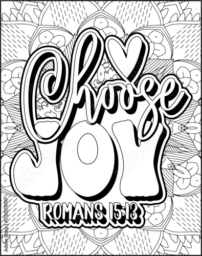 Bible Verse Quote Coloring Page for Adults. Christian Bible Coloring Page 