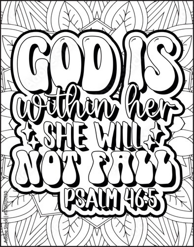 Bible Verse Quote Coloring Page for Adults. Christian Bible Coloring Page 