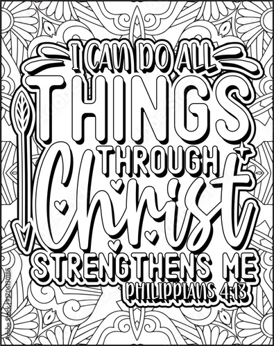 Bible Verse Quote Coloring Page for Adults. Christian Bible Coloring Page 