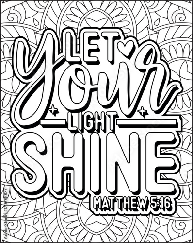 Bible Verse Quote Coloring Page for Adults. Christian Bible Coloring Page 