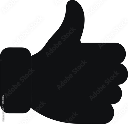 Black silhouette of a hand giving a thumbs up gesture