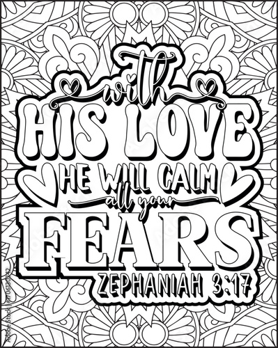 Bible Verse Quote Coloring Page for Adults. Christian Bible Coloring Page 