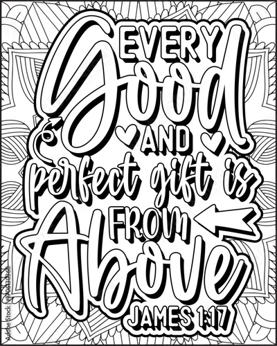 Bible Verse Quote Coloring Page for Adults. Christian Bible Coloring Page 