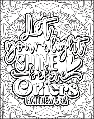 Bible Verse Quote Coloring Page for Adults. Christian Bible Coloring Page 