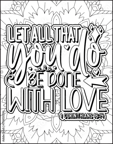 Bible Verse Quote Coloring Page for Adults. Christian Bible Coloring Page 