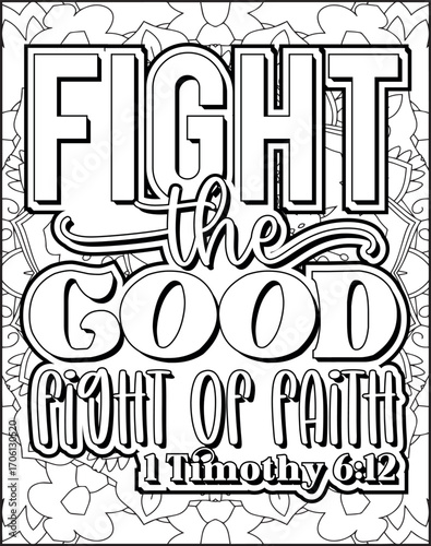 Bible Verse Quote Coloring Page for Adults. Christian Bible Coloring Page 